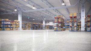 Warehouse in Richmond, VA with white painted ceilings and walls
