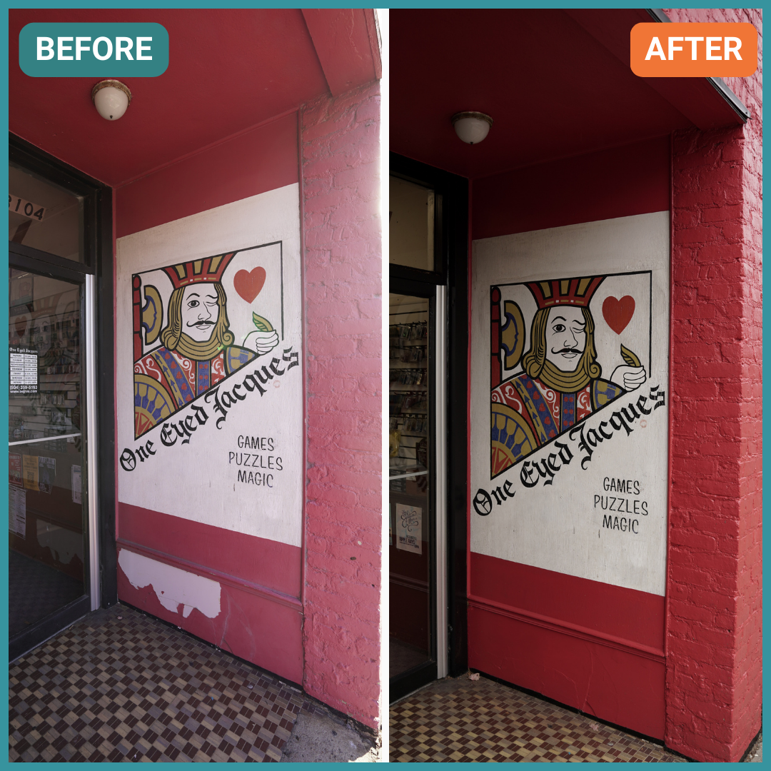 Newly painted exterior of business, before and after, in Richmond, VA
